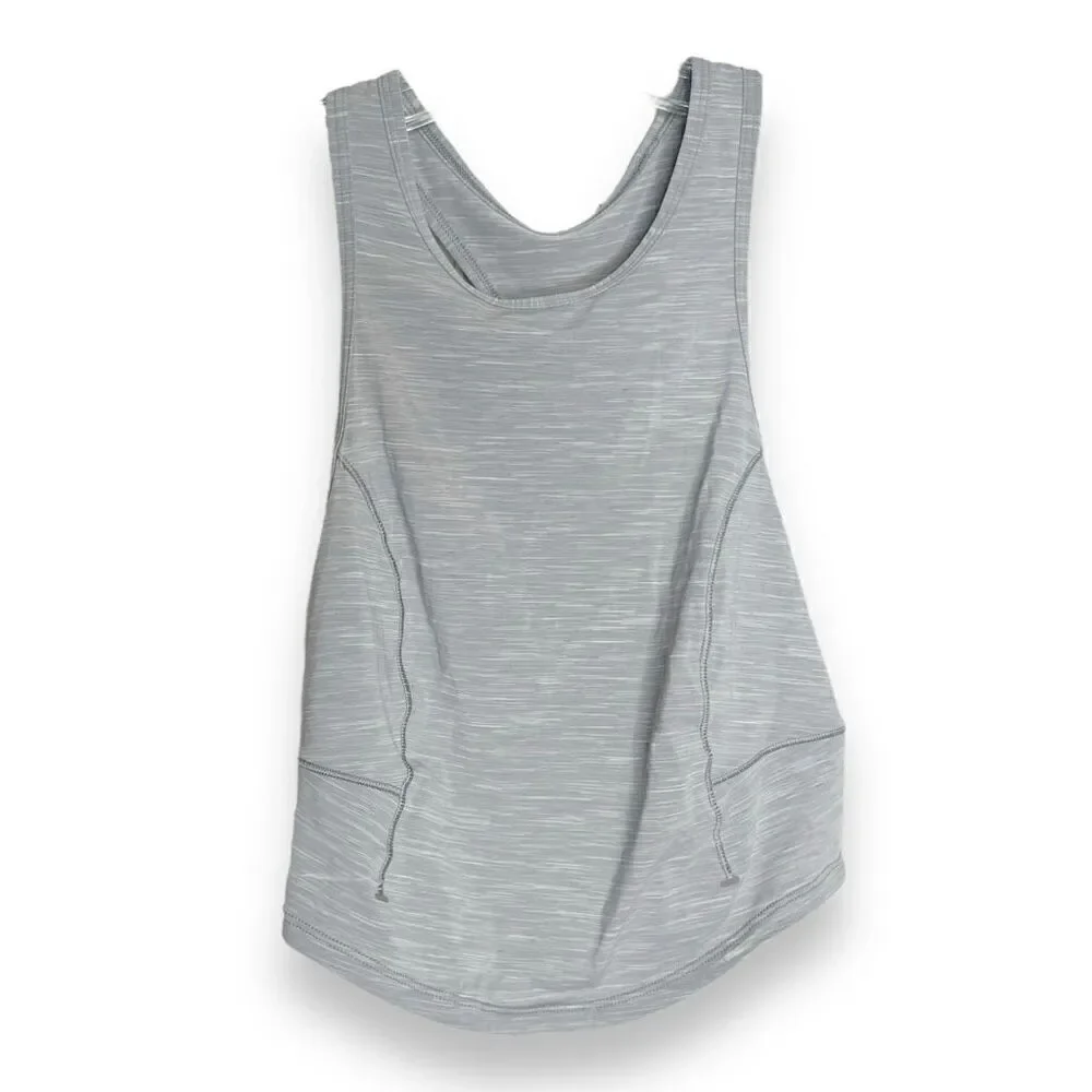 Lululemon Power Thru Crop Tank Top Heathered Rhino Grey Racerback Women's Size 4